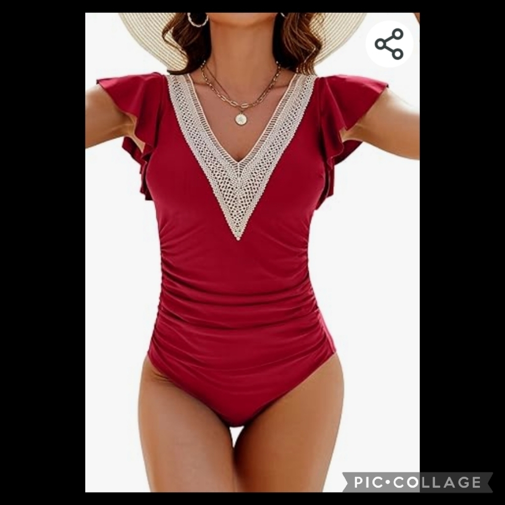 Burgundy one piece swimsuit 5